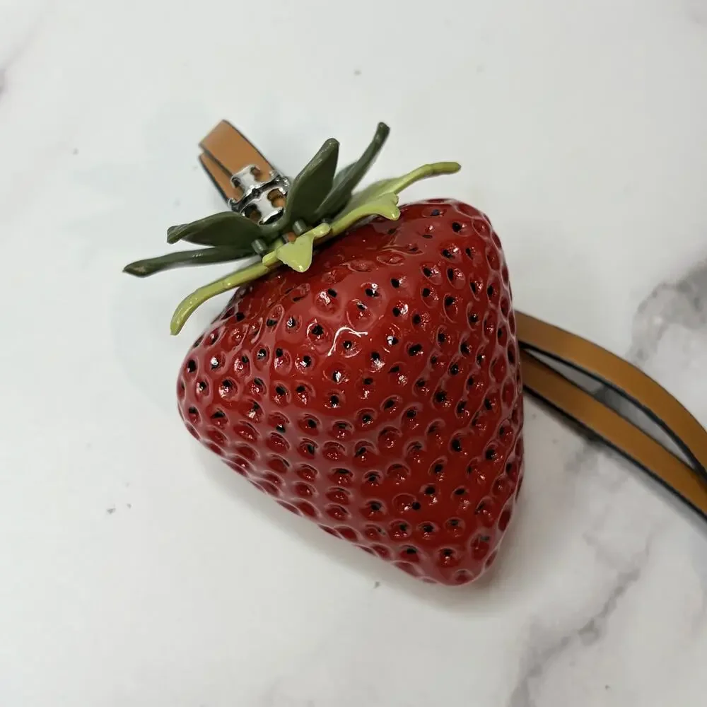 Tory Burch Red Strawberry Bag Charm w/ Leather Strap New Without Tags